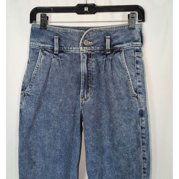 Hollister Jeans 3 Junior's Blue Acid Wash Ultra High Rise Mom Jean Raw Hems - Picture 2 of 7